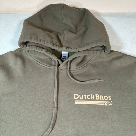 Dutch Bros "The Dutch Creed" Pullover Hoodie Olive Green Mens Large Coffee - Picture 6 of 9
